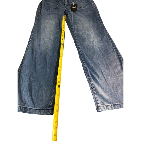 NEW Flamingals Wide Leg Denim Jeans Light Wash Cropped Length‎ Size M NWT - Picture 4 of 7